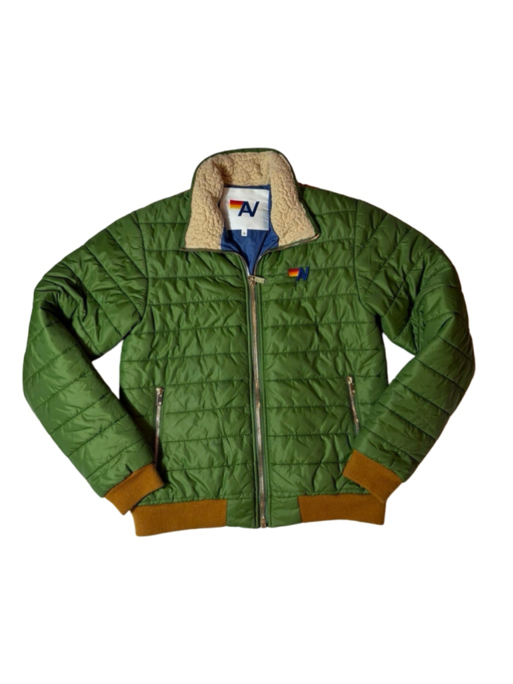 Aviator Nation Sunburst Apres Puffer Jacket Garden Green Unisex Small $875 - Picture 2 of 12
